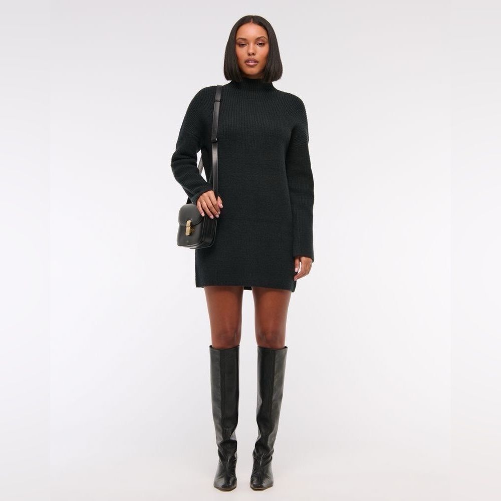 🆕 Easy Mockneck Mini Knit Sweater Dress - Picture 4 of 8